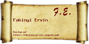 Fabinyi Ervin névjegykártya